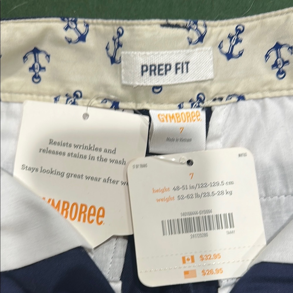 2pair for $10/Boy Gymboree Navy Anchor Print Shorts, size 7